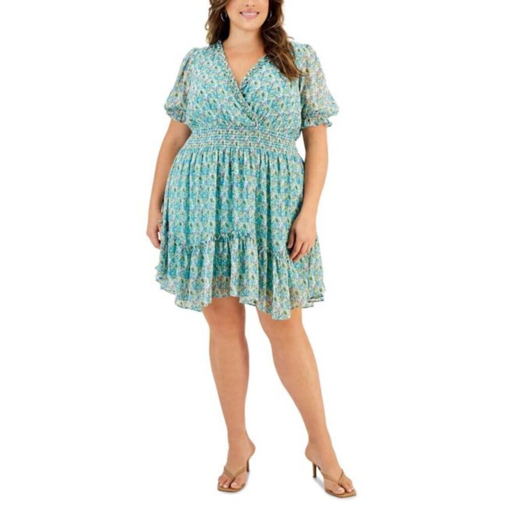 Taylor Womens Floral Ruffled Dress Size 20W